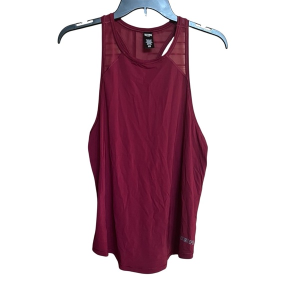 Victoria’s Secret Sport Athletic Tank Top Burgundy Red Mesh Size S Gym - Picture 1 of 8